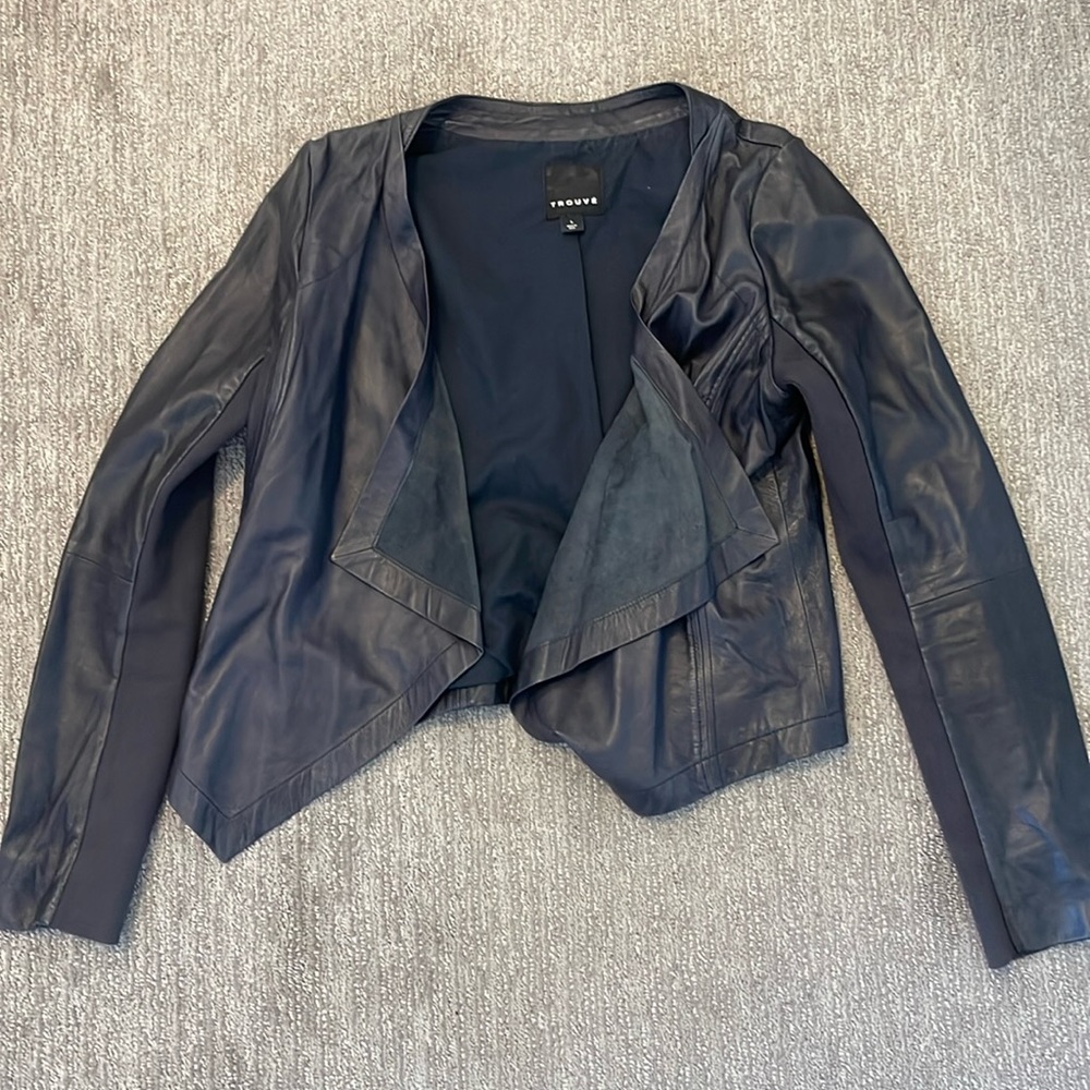 Trouvé navy leather jacket